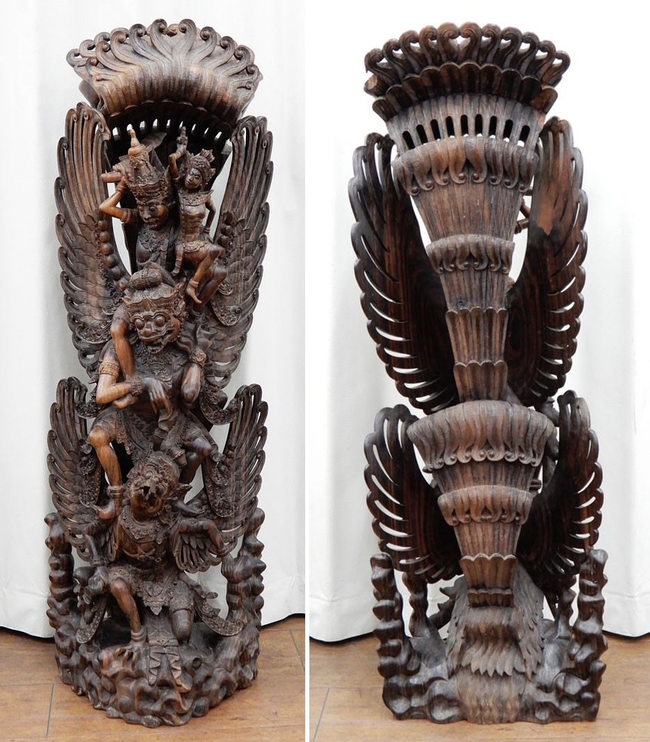 高評価即納◆◎ 大型! バリ島 ガルーダ 黒檀製 古い木彫り人形 高さ101cm エスニック シンガポール アジアン雑貨 木彫り彫刻 インド神 その他