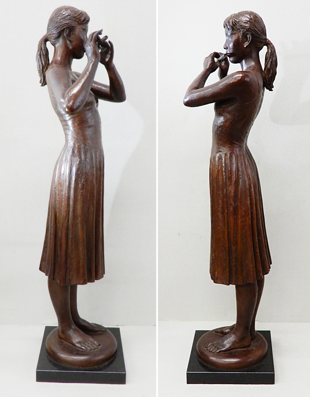 銅像 ブロンズ像 女性像 笛を吹く女性 女神像 アントレ - インテリア