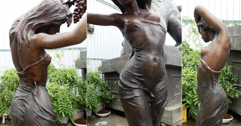 販売場所◆◎アールヌーボー様式 ブロンズ像 ぶどうを持つ女性 女神像 高さ約1m 銅像 ブロンズ彫刻 西洋彫刻