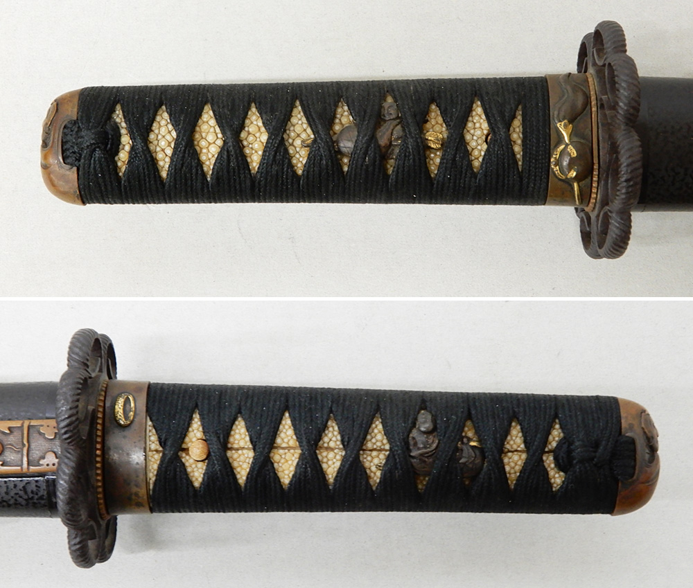 刀装具 脇差拵え 中間差し 素赤金具一式 江戸時代 - 武具