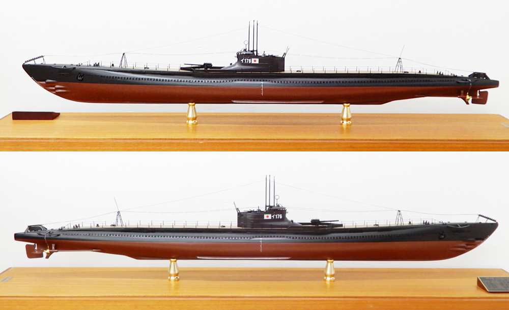 自民党◆小西製作所 日本海軍一等潜水艦海大Ⅶ型 イ176 模型 1/100 全長107cm 大型模型 ケース付き 潜水艦模型 完成品