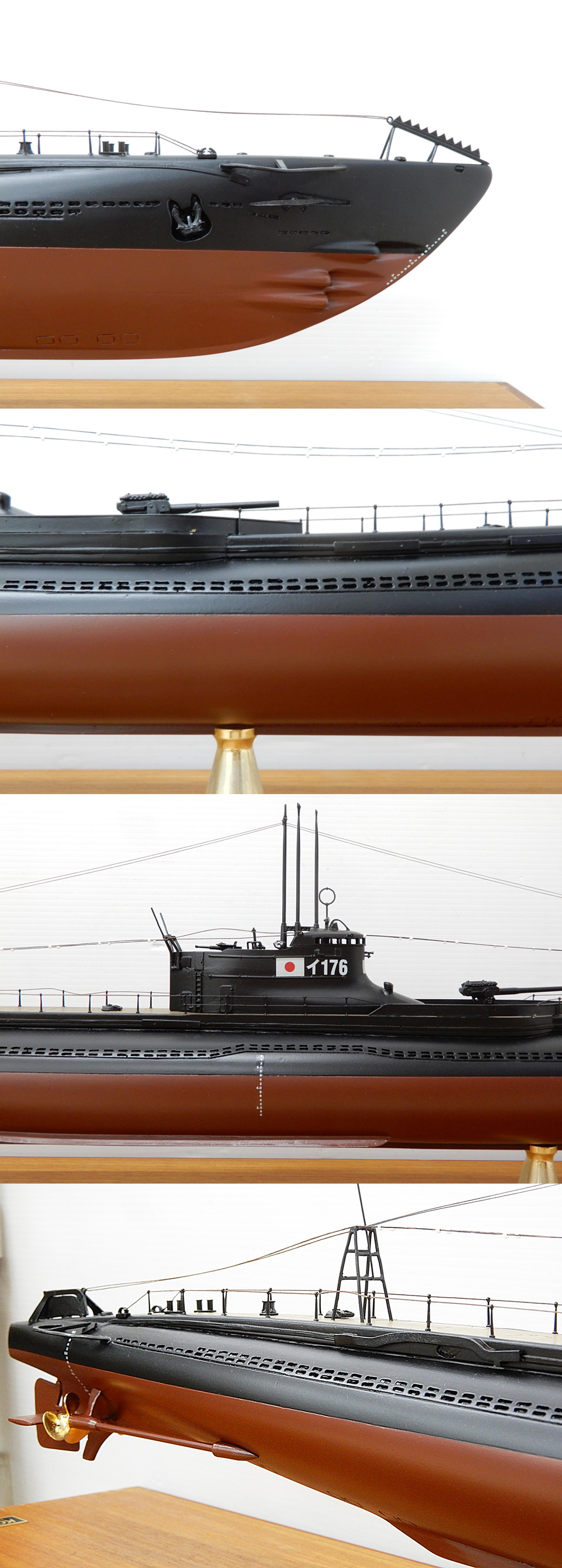 自民党◆小西製作所 日本海軍一等潜水艦海大Ⅶ型 イ176 模型 1/100 全長107cm 大型模型 ケース付き 潜水艦模型 完成品