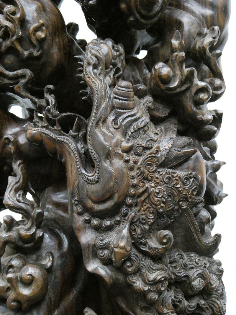 大型! バリ島 ガルーダ 黒檀製 古い木彫り人形 高さ106cm 細密彫