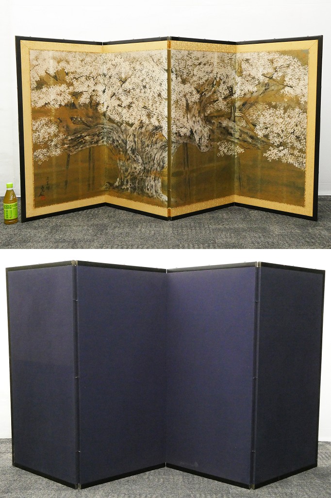 伊藤嘉晃 屏風 淡墨櫻 四曲一隻 ♯ 伊藤嘉晃 淡墨桜