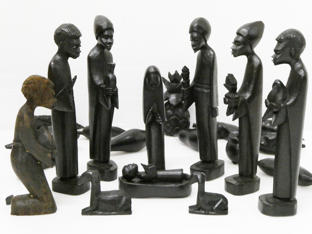 アフリカ タンザニア マコンデ 52cm 木彫り 立像 黒檀 一刀彫 - 工芸品