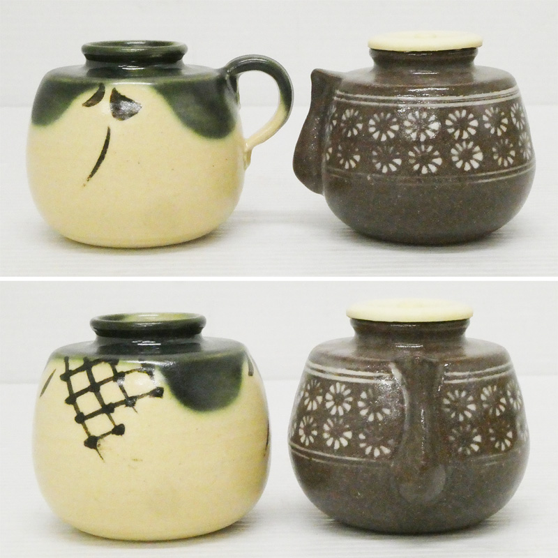 ♯ 平安 浅見与し三 造 四滴茶入 仕覆 共箱付き!! 京焼 清水焼 四滴