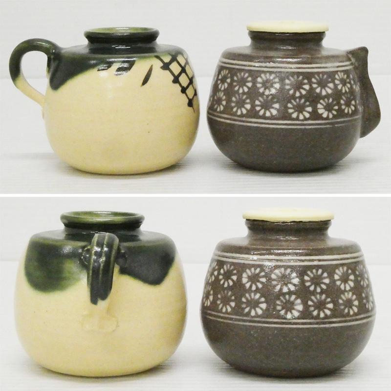 ♯ 平安 浅見与し三 造 四滴茶入 仕覆 共箱付き!! 京焼 清水焼 四滴