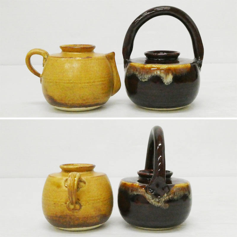 ♯ 平安 浅見与し三 造 四滴茶入 仕覆 共箱付き!! 京焼 清水焼 四滴