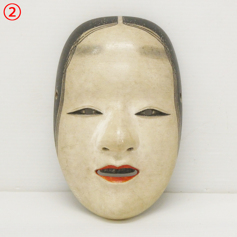 能面　能楽　雅楽　木彫　小面　在銘　C　R6871 ♯2 逸品 木彫彩色 能面 小面 木彫り彫刻 女系 女面 能楽 雅楽 伝統